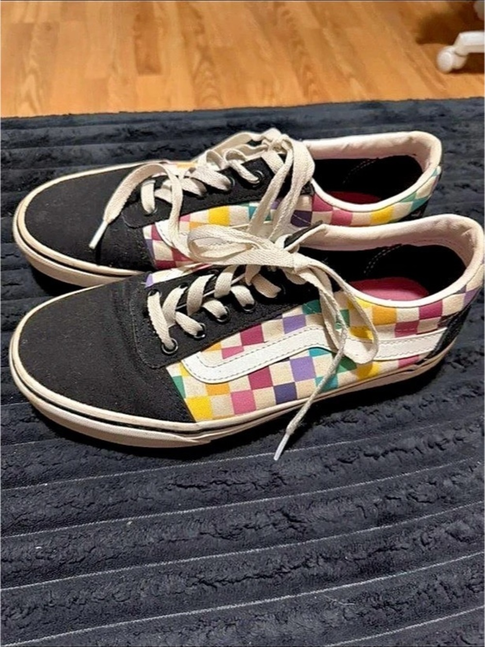 Vans Old Skool Rainbow Checkerboard Sneakers Black & Multicolor